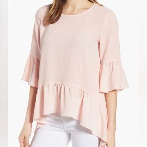 Gibson Blush Ruffle Sleeve Blouse